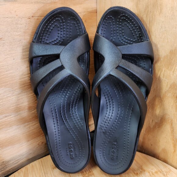 Crocs Sanrah Strappy Wedge Slide Sandals - Picture 6 of 9